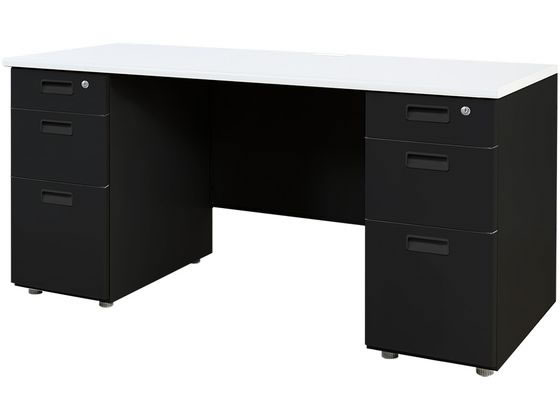 Netforce NUTS(ナッツ) 両袖机 3+3段 W1400×D600 WH*BKの通販は