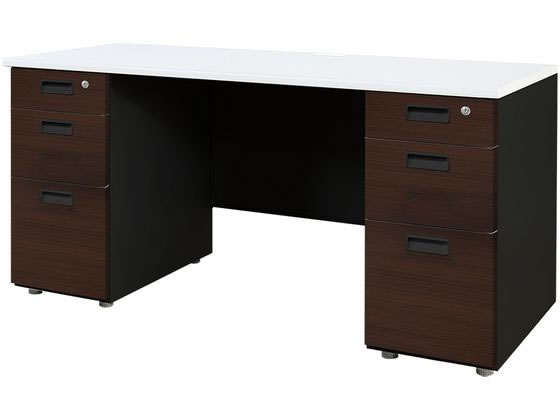 Netforce NUTS(ナッツ) 両袖机 3+3段 W1400×D600 WH*DBRの通販は 39,466円