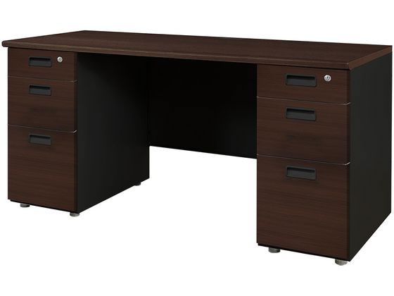 Netforce NUTS(ナッツ) 両袖机 3+3段 W1400×D600 DBRの通販は 39,466円