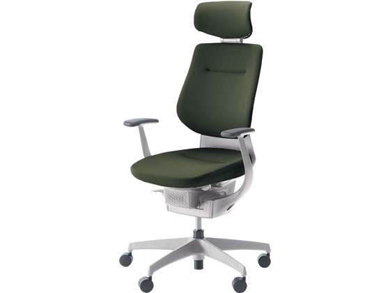 コクヨ イング クッション・ヘッドレスト ホワイトシェル 樹脂脚ディープグリーンVの通販は