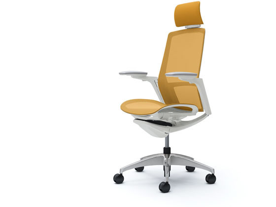 オカムラ フィノラ エクストラハイバック 座メッシュ アジャスト肘 イエロー C78ABWの通販は