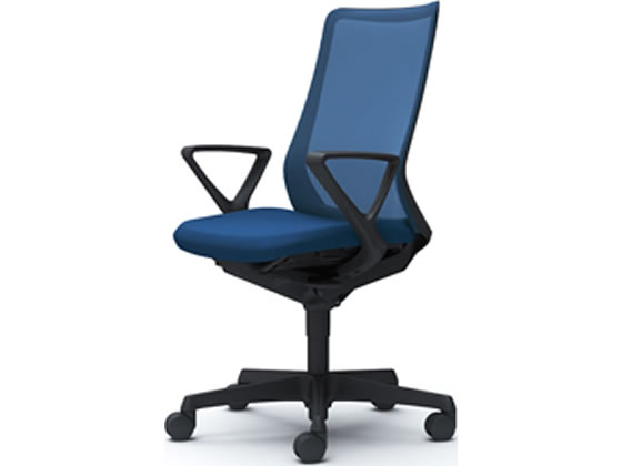 オカムラ フルーエント ハイバック ブラックボディ デザインアーム ミディアムブルーの通販は