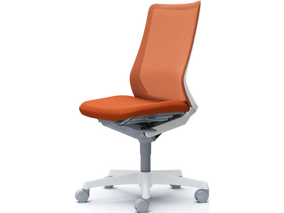 オカムラ フルーエント ハイバック ホワイトボディ 肘無し オレンジレッドの通販は