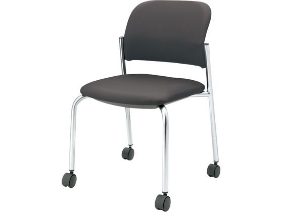 コクヨ 会議用イス100 PUレザー 肘無 ハードキャスター メッキ脚 グレーの通販は