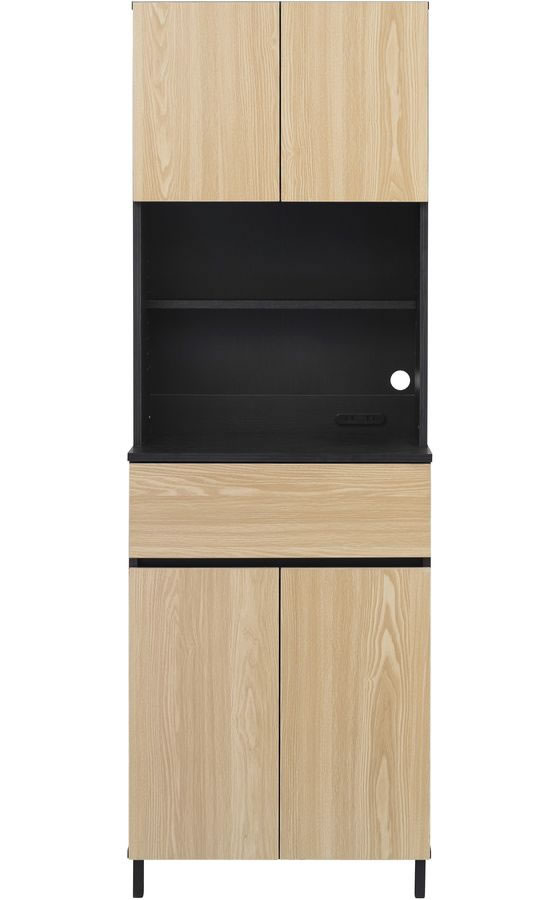 アイリスオーヤマ キッチンキャビネット ハイタイプ ナチュラル ブラック KCB-590H