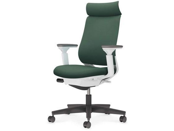 コクヨ ミトラ2 布 アディショナル可動肘 黒脚本体白ディープグリーンの通販は