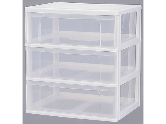 アイリスオーヤマ ワイドチェスト 3段 ホワイト／クリア N653の通販は 6,535円