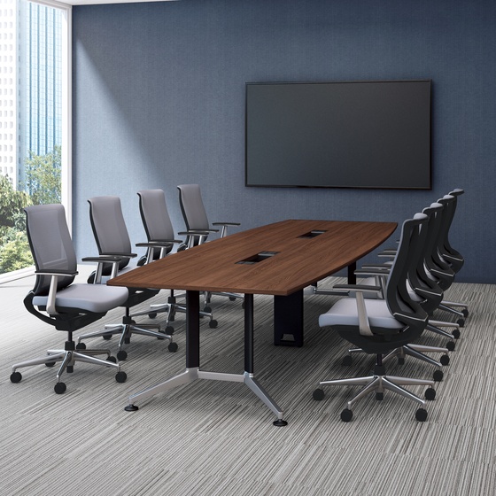 コクヨ テーブル WT400 ボート形トレー スモークドグレー W2400×D1200