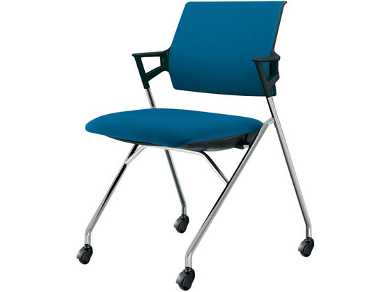 コクヨ ピエガ 背クッション ブラックシェル メッキ脚 ターコイズ(V)の通販は