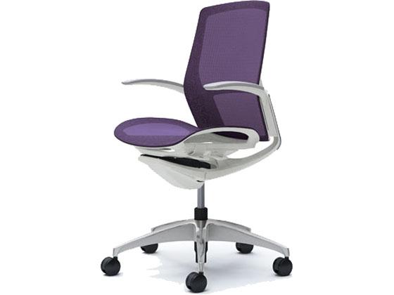 オカムラ フィノラ ミドルバック 座メッシュ デザイン肘 パープル C741BWの通販は