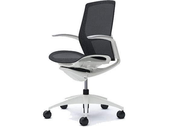 オカムラ フィノラ ミドルバック 座メッシュ デザイン肘 ブラック