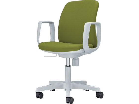 ライオン事務器 オフィスチェアー サークルアーム布張り グラスグリーンNo.481Fの通販は