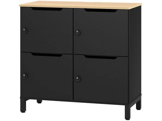 アール・エフ・ヤマカワ ソリード パーソナルロッカー 2列2段 ブラック×ブラック扉の通販は 31,784円