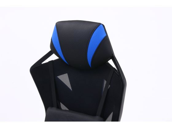 不二貿易 メッシュゲーミングチェア レイズ フットレスト付き BL