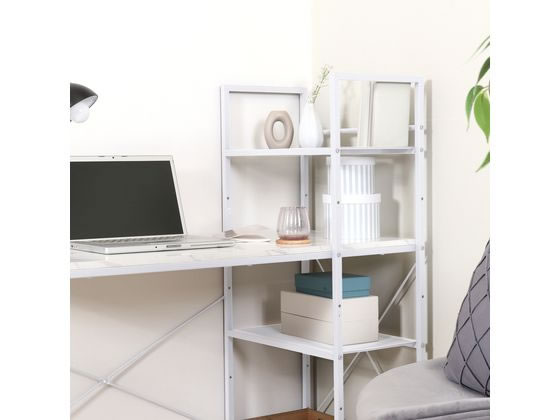 不二貿易 左右組み換えラック付きデスク ルカ ストーン 色:大理石 品番  