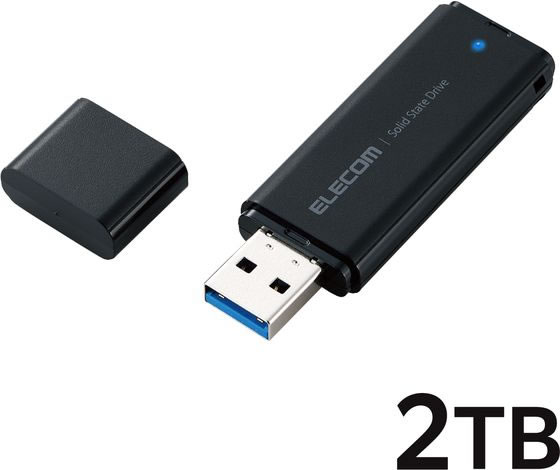 エレコム 外付けSSD 2TB キャップ式 ブラック ESD-EMC2000GBK