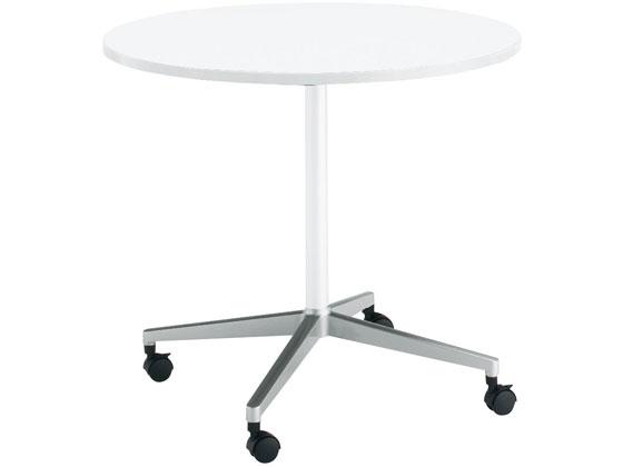 コクヨ/ジュート 単柱ポリッシュ脚 W900×D900 円形白 キャスター ミーティング用テーブル ミーティング コクヨ ミーティングテーブルJUTO 丸脚 ブラウン W900×D900 KOKUYO