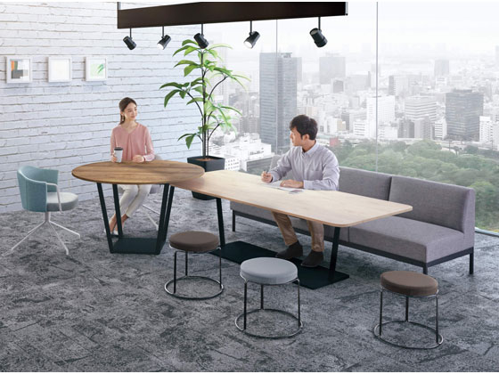 コクヨ リージョン 円形 ハイテーブル黒脚 W1200 チャコールダークグレーの通販は