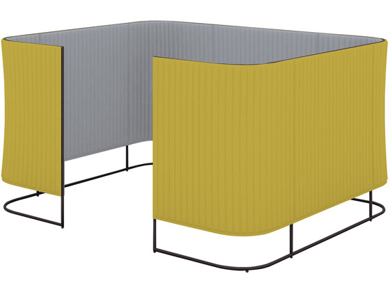 コクヨ インフレーム チェアーブース 2~4人用H1350 フレーム黒オリーブイエローの通販は 257,158円