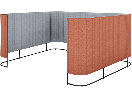 コクヨ インフレーム チェアーブース 4~6人用H1350 フレーム黒ソフトテラコッタの通販は