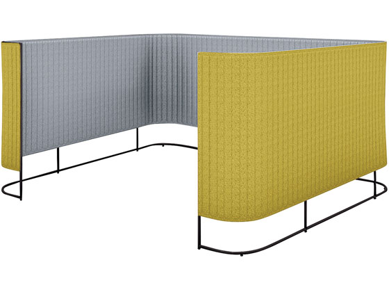 コクヨ インフレーム チェアーブース 4~6人用H1350 フレーム黒オリーブイエローの通販は