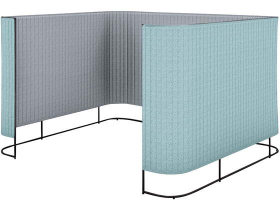 コクヨ インフレーム チェアーブース 4~6人用H1650 フレーム黒ホワイトターコイズの通販は