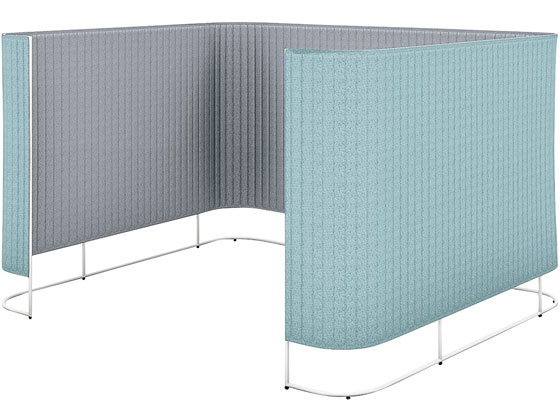 コクヨ インフレーム チェアーブース 4~6人用H1650 フレーム白ホワイトターコイズの通販は