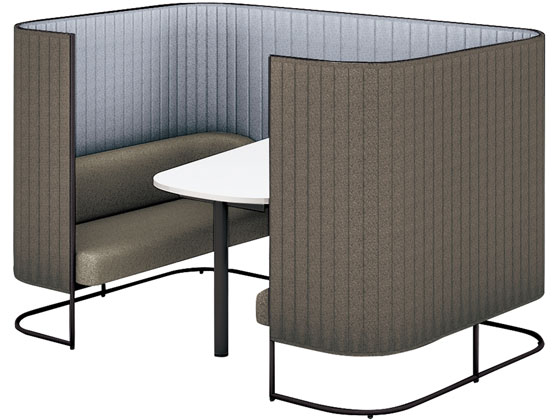 コクヨ インフレーム ソファーブース4人用H1350天板白フレーム黒Cグレーの通販は