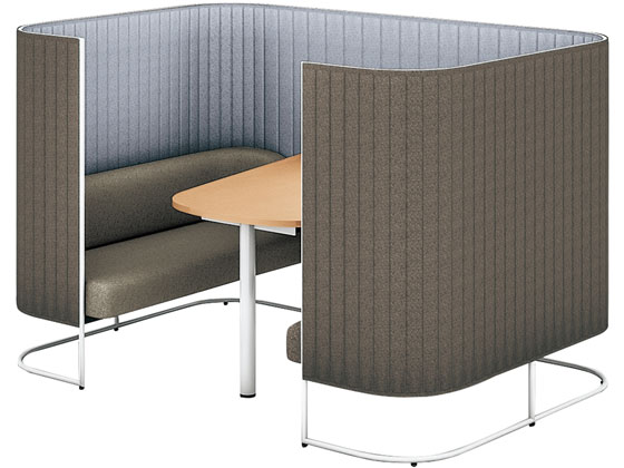 コクヨ インフレーム ソファーブース4人用H1350天板薄茶フレーム白Cグレーの通販は