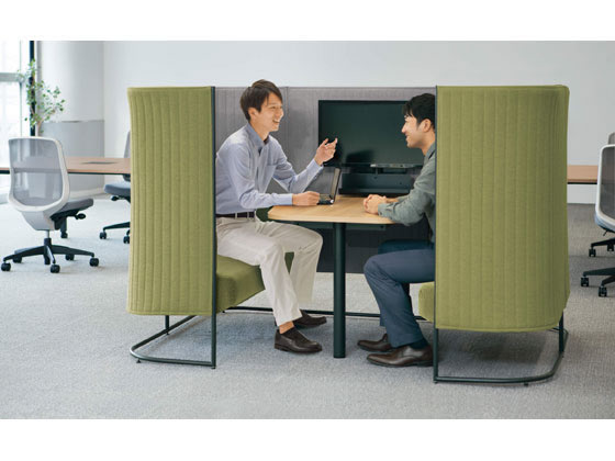 コクヨ インフレーム ソファーブース6人用H1350天板白フレーム白白グレーの通販は