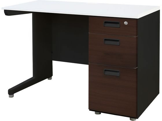 Netforce ナッツ 片袖机 スリム 3段 W1000 BK×WH×DBR木目の通販は 17,474円