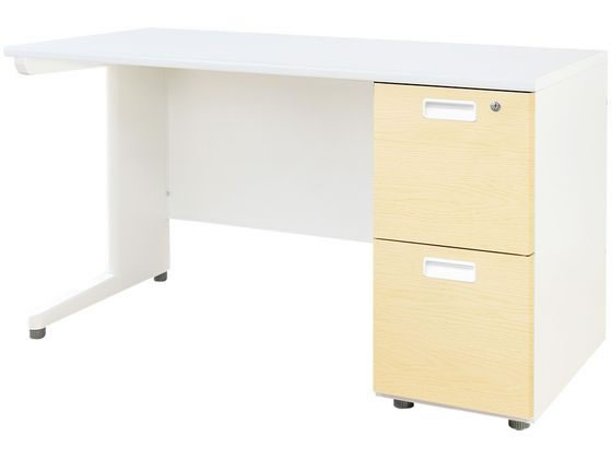 Netforce ナッツ 片袖机 スリム 2段 W1200 WH×WH×NA木目の通販は 17,778円