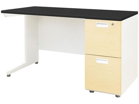 Netforce ナッツ 片袖机 スリム 2段 W1200 WH×BK×NA木目の通販は