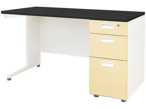 Netforce ナッツ 片袖机 スリム 3段 W1200 WH×BK×NA木目の通販は