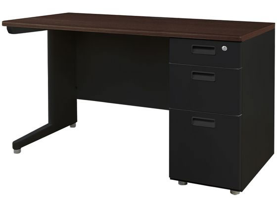 Netforce ナッツ 片袖机 スリム 3段 W1200 BK×DBR×BK無地の通販は