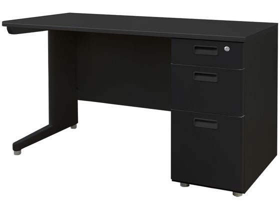 Netforce ナッツ 片袖机 スリム 3段 W1200 BK×BK×BK無地の通販は