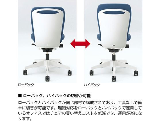 イトーキ フルゴチェア ローバック 固定肘 ナイロンキャスター BK LGY×BK