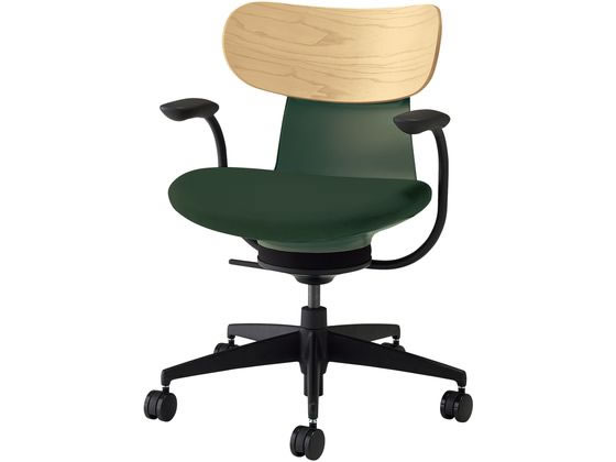 コクヨ イングライフ 肘付 背合板 5本脚 ナイロン グリーン 背WAの通販は