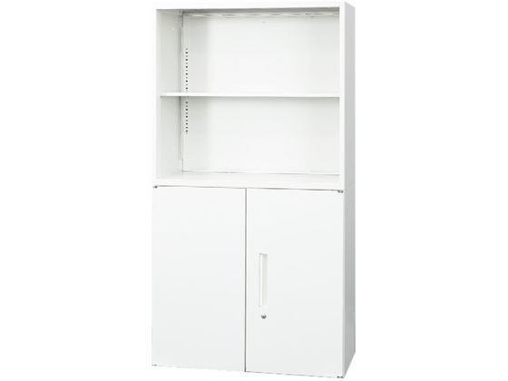 Netforce オープン+両開き書庫 2段 幅800×奥行400 ホワイトの通販は 29,625円