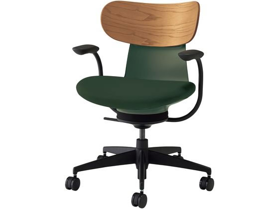 コクヨ イングライフ 肘付 背合板 5本脚 ウレタン グリーン 背MAの通販は 60,984円