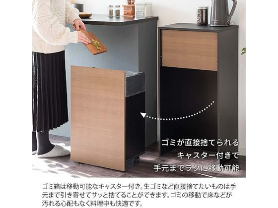 キャスター付き木製ダストボックス ブラウン 木製分別ダストボックスゴミ箱 木製 2段 分別 キャスター付 木目調