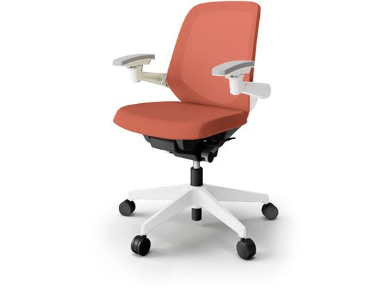 イトーキ ノートチェア ローバック 可動肘 本体ホワイト パーシモンオレンジの通販はパソコン・オフィスチェア