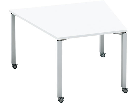 コクヨ ワークフィット 台形 W1220D1185 ホワイト×灰脚 キャスターの通販は