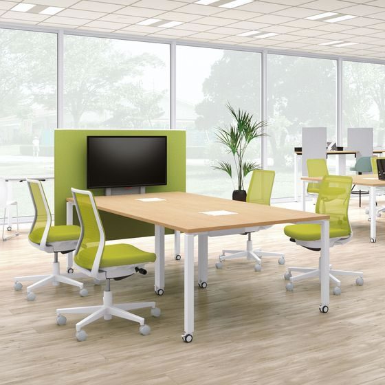 コクヨ ワークフィット 角形 W1500D750 オーク×白脚 キャスターの通販は