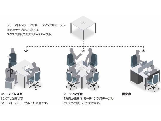 コクヨ ワークフィット 角形 W1800D900 ラスティック×黒脚 キャスター テーブル（応接・会議・ロビー）