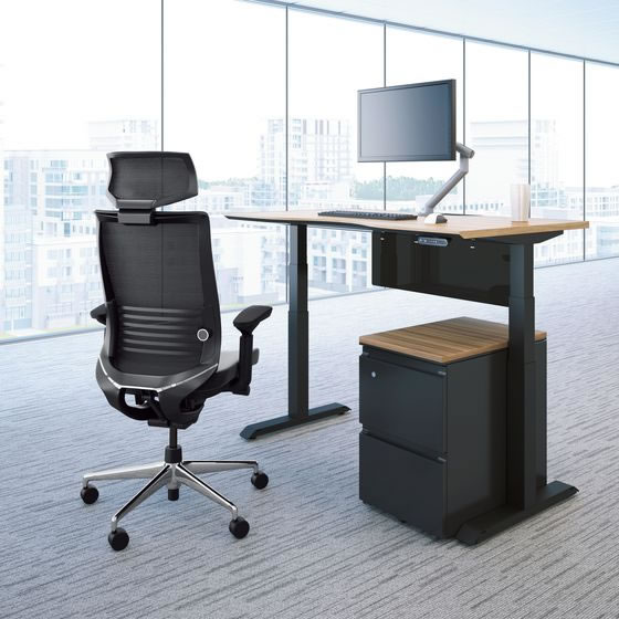 コクヨ ベゼル ヘッドレスト付 アルミ肘 アルミ脚 ターコイズ Wキャスターの通販は