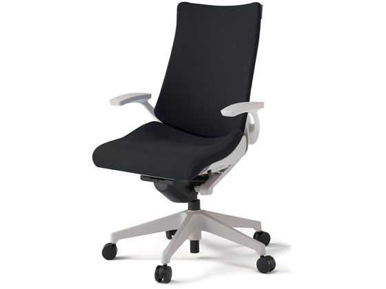 イトーキ アクトチェア 布張ハイ 本体灰樹脂脚LS付 固定肘BKの通販は