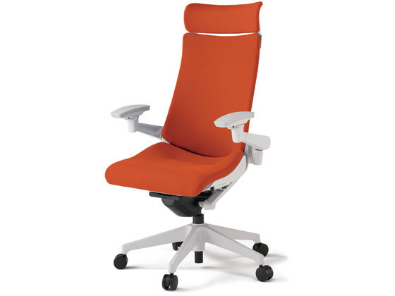 イトーキ アクトチェア 布張EXハイ 本体白樹脂脚LS付 可動肘オレンジの通販は 72,796円