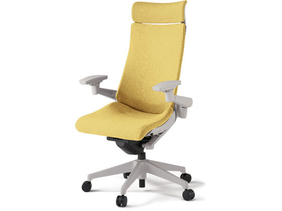 イトーキ アクトチェア 布張EXハイ 本体灰樹脂脚LS付 可動肘イエローの通販は