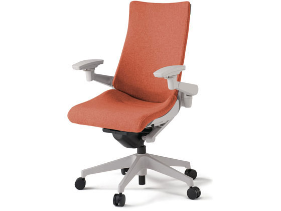 イトーキ アクトチェア 布張ハイ 本体灰樹脂脚LS付 可動肘オレンジの通販は 65,099円